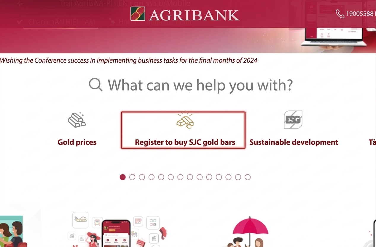 Thực hiện mua vàng thông qua ngân hàng AgriBank an toàn